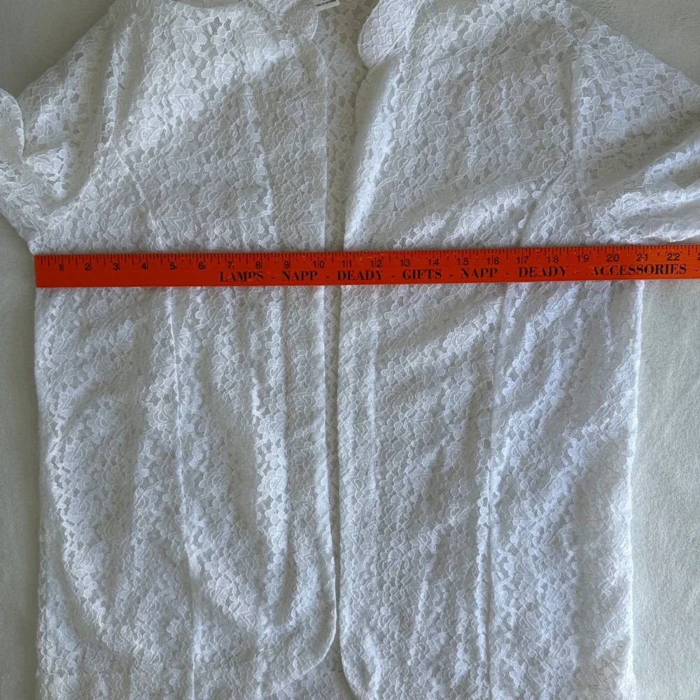 Vintage Tudor Court‎ White Floral Cut Out Open Cardigan Large Lagenlook Spring